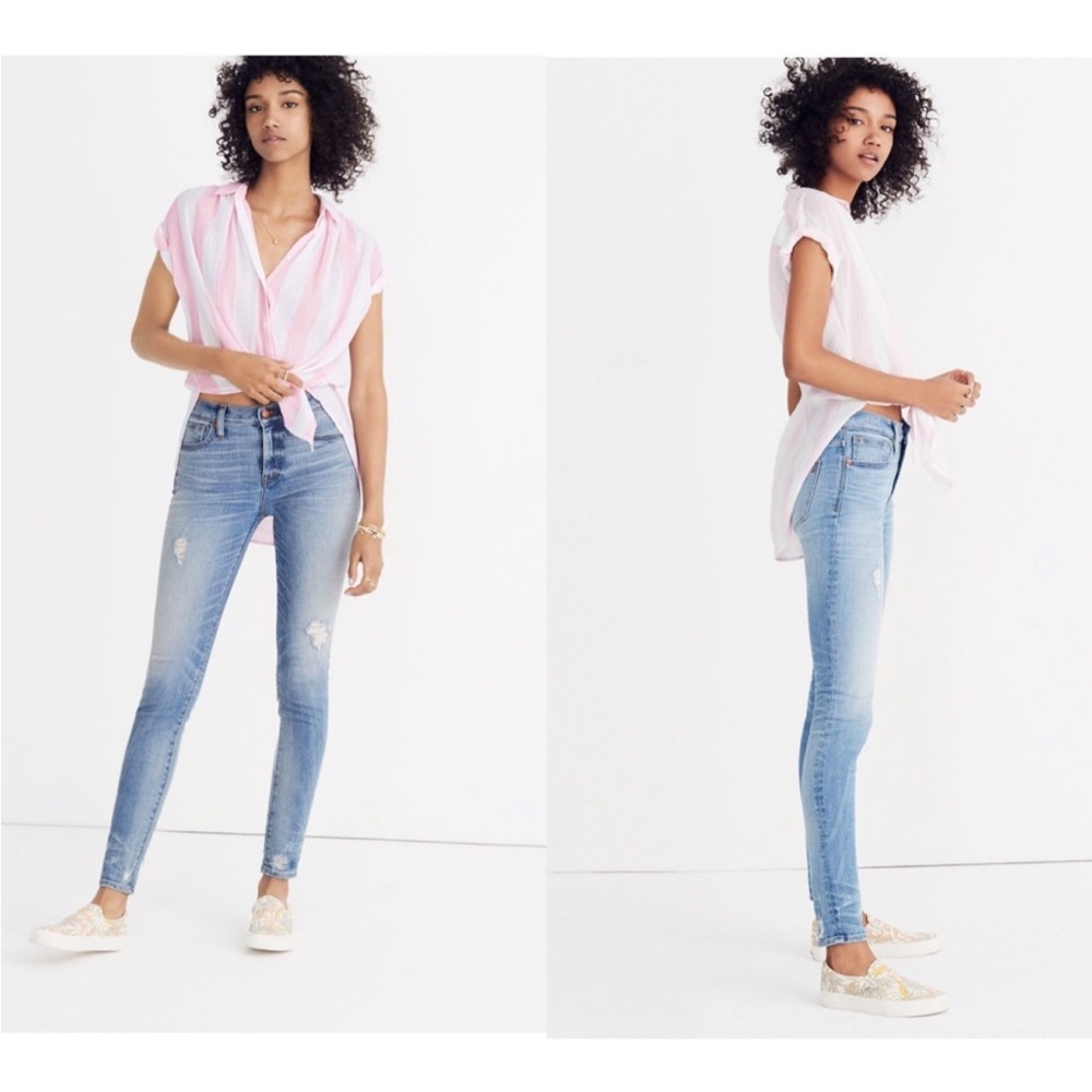 9" High-Rise Skinny Jeans: Destructed-Hem Edition